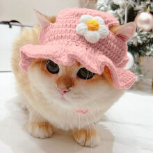 Knitted Animal Hat for Pets - Cute Soft Headwear for Cats, Large Guinea Pigs & Small Dogs & Rabbits, Adjustable Winter & Party Accessory