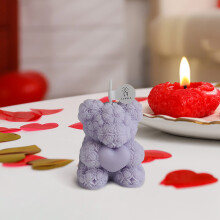 Rose Bear illatgyertya ajándékszett – Levendula/Rózsa/Jázmin, Hosszantartó aromaterápiás gyertya Valentin-napra, évfordulóra,