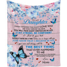 Gepersonaliseerde deken met naam, liefdesbrief aan mijn dochter van mama, onthoud altijd hoeveel ik van je hou, bloemen, zachte, warme beddeken,