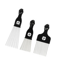 3 Pcs Metal Hair Pick Metal African Hair Picks for Women and Men 9.06"x2.83" 6.89"x2.20 6.61"x2.83"