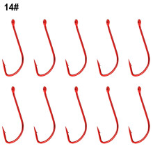 10 crúca iascaireachta le deilgneach, le clúdach dearg, le barr fada, méid 6#~14#