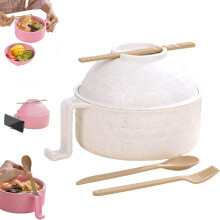 Microwave-Safe Ramen Bowl Set with Chopsticks, Fork & Spoon, Portable All-in-One Noodle Cooker with Lid – Easy Clean & Store