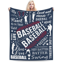 Couverture de baseball en polaire douce 152 x 203 cm – Cadeau sportif confortable pour femmes, hommes et filles, décoration d'équipe pour canapé
