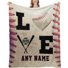 Couverture de baseball personnalisée avec nom, 101,6 cm x 127,2 cm, jeté de sport personnalisé pour enfants et adultes – Compatible avec les