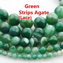 Lot de perles rondes en pierre naturelle (agate dentelle verte, 12 mm, 4 mm, 6 mm, 8 mm, 10 mm, 12 mm) - 31 à 32 pièces