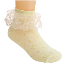 Girls Lace Ankle Socks Ruffle Frilly Cotton Socks Trim Lace,Princess Socks for Big Girls Yellow 11 Years