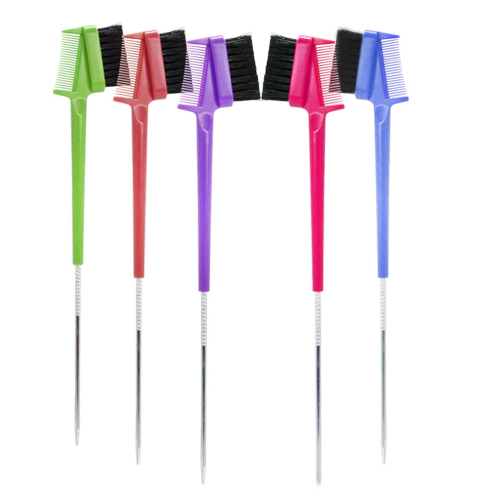 HEMOTON 5Pcs Eye Brow Brushes for Brow Makeup and Hair Dyeing ABS PP Material Assorted Color