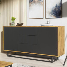 Sideboard Vista Loft 140cm - Dark Oak & Black Doors
