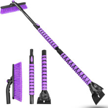 Snow Brush & Ice Scraper 51 Inch Extendable Purple Foam Grip
