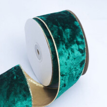 Weihnachtliches Samtband, 6,3 cm breit, Vintage-Stil, Drahtkante, Geschenkband für Weihnachts- und Hochzeitsdekoration, Schleife zum Verpacken von