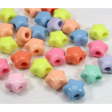 50 perline acriliche a forma di stella, colori pastello misti, da 15 mm, per braccialetti Kandi per bambini.