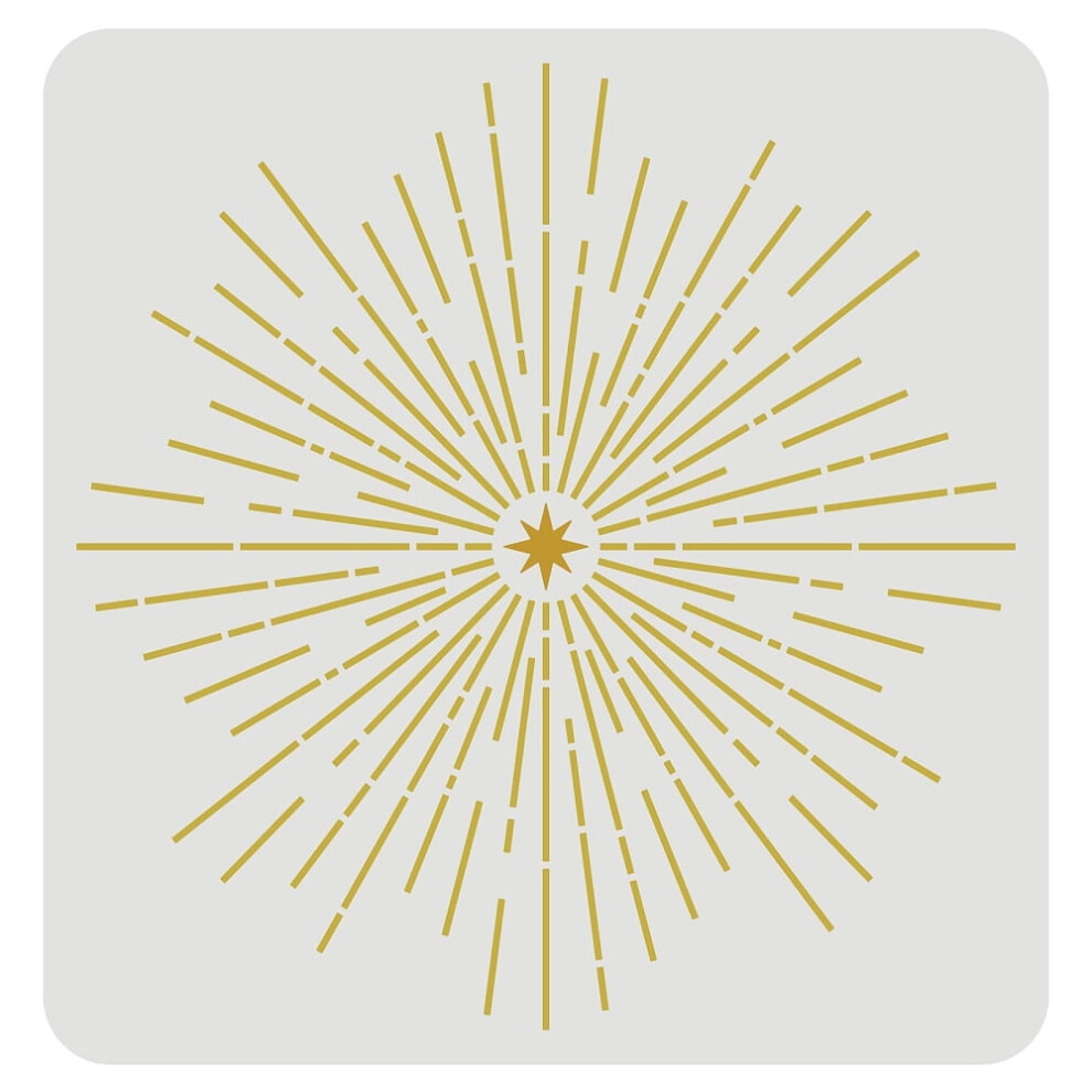 1Pc Starburst Stencil 11.8"X11.8", Reusable Plastic Star & Light Pattern Stencil For Wood, Wall, Floor Painting Â Compatible With Diy Home Decor 9152228724266