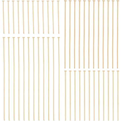 Head Pins 18K Gold Plated Flat Eye 160 Pcs