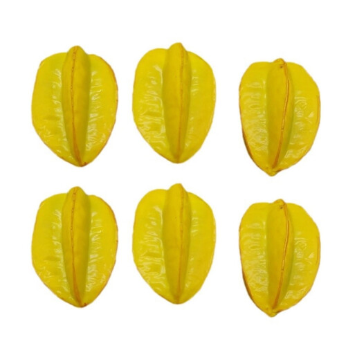 6Pieces Artificial Yellow Realistic Simulation Starfruit Model for Display Kitchen Decoration Photography