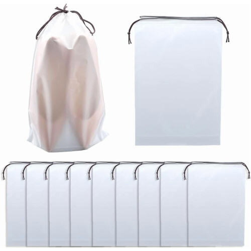 Clear Waterproof PE Frosted Drawstring Bags 10 pcs