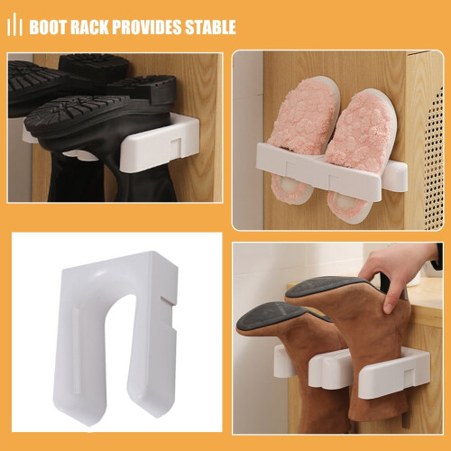 2pcs Wall Mounted Shoe Rack for Boots No Drilling Required Entryway Organizer Boot Hanger 2