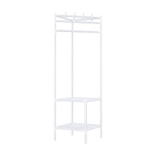 Corner Coat Rack with 2 Shelves Stainless Steel Black
