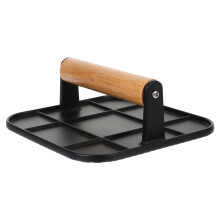 Aluminum Alloy Burger Press Heavy-Duty Bacon Grilling Burger Smasher Grill Press with Wooden Handle