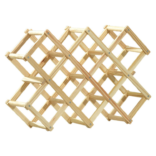 Foldable Wood Wine Rack, Stackable Freestanding Organizer with Scratch Protector – Compatible with Countertops & Cabinets