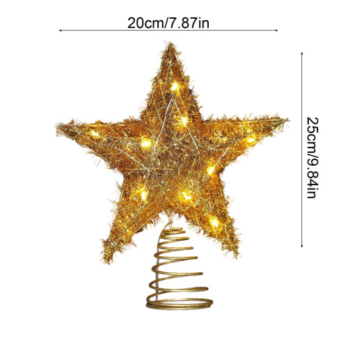 Étoile de Noël LED dorée pour sapin, 20 x 25 cm 2
