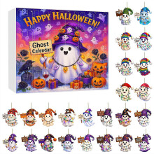 Set de numărătoare inversă Halloween 2025, Ornamente acrilice cu om de zăpadă 2D, Calendar de Advent, Decorațiuni agățate reutilizabile