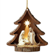 Personalized Nativity Scene Ornament, Custom 2D Acrylic Hanging Keepsake – Religious Christmas Decor, Faith-Inspired Gift (Compatible with All