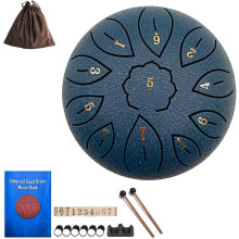 Steel Tongue Drum 6", 11 Notes, G Tone, Portable Hand Pan with Carry Bag, Book, Mallets, Picks, Stickers – Music Gift for Adults & Beginners,