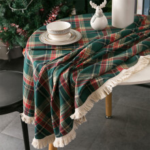 Nappe de Noël à carreaux verts – Nappe lavable pour les fêtes, décoration de cuisine et accessoires de fête de Noël