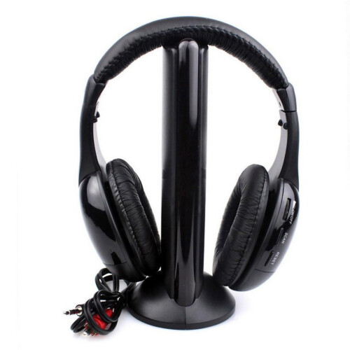 Cuffie wireless Naierhg con microfono integrato, circumaurali, radio FM, per PC e TV, trasmettitore e microfono per computer.