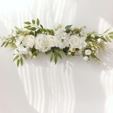 Arche de mariage fleurie, guirlande de roses artificielles blanches pour décoration, roses blanches