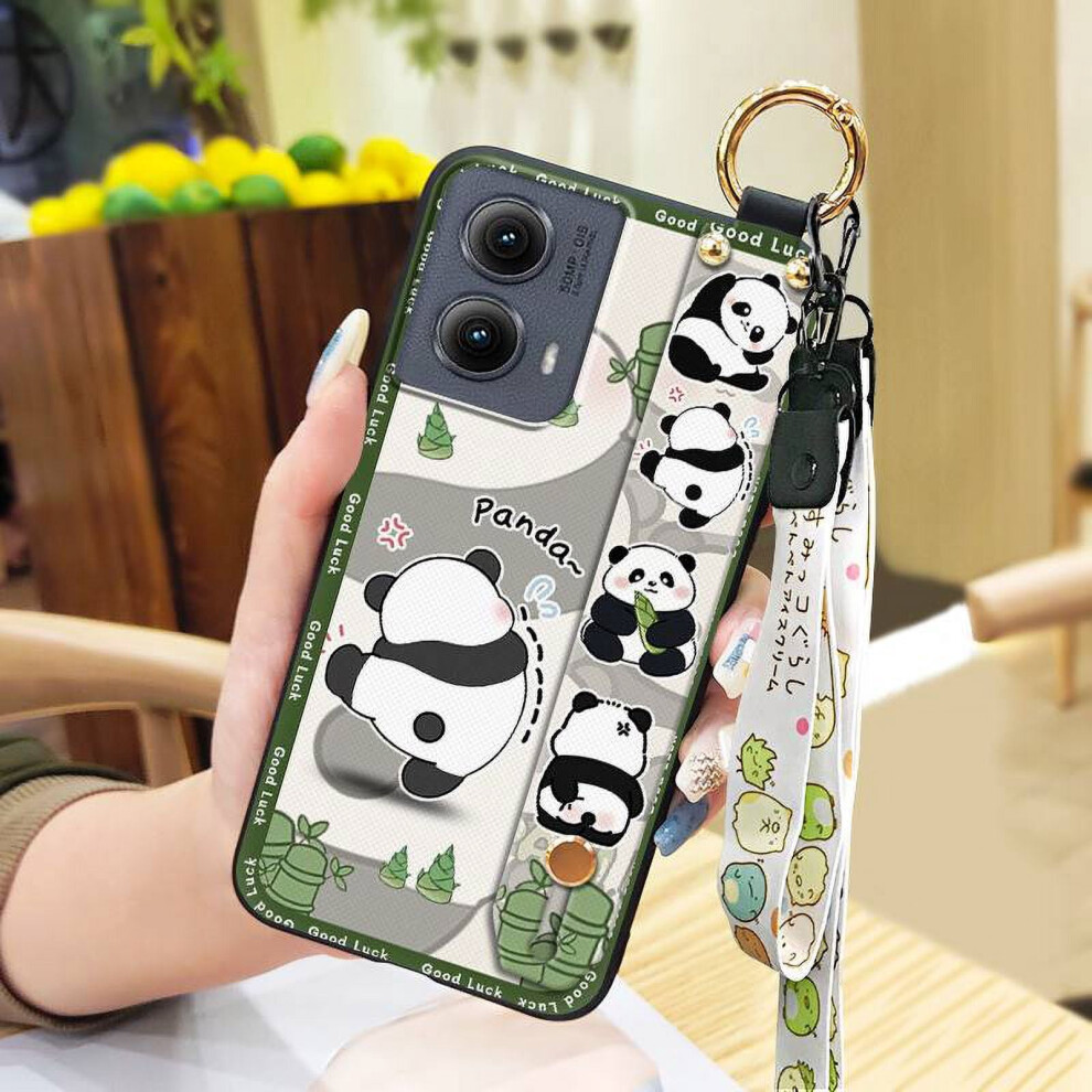 Moto Edge 5G 2024 Phone Case Â Panda Cartoon Silicone Soft Shockproof Anti-Dust Case With Lanyard & Wrist Strap 9065194420011