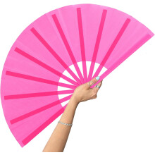 Éventail pliable rose de 33 cm (13 pouces) pour rave, danse en ligne, fêtes, mariages et activités de plein air – Ventilateur portable à