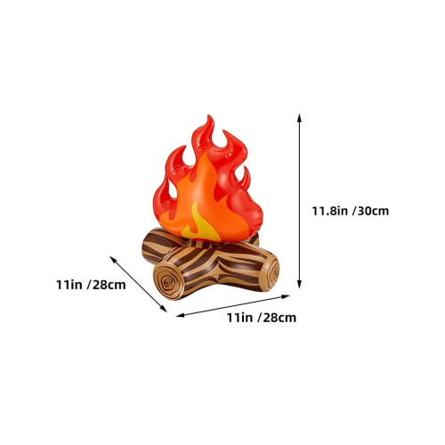 3pcs Inflatable Campfire Camping Party Decorations Red PVC Realistic Design 1