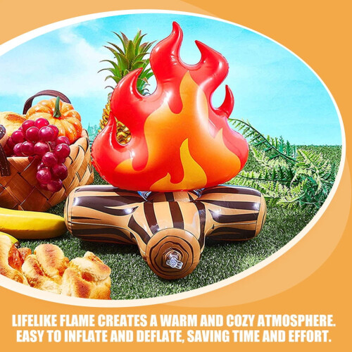 3pcs Inflatable Campfire Camping Party Decorations Red PVC Realistic Design 2