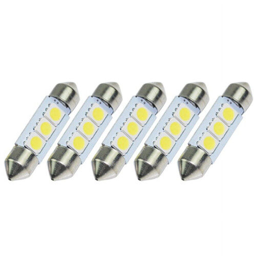 5 pezzi 12V 36mm SMD5050 3 LED Luce interna a festone per auto (bianca)