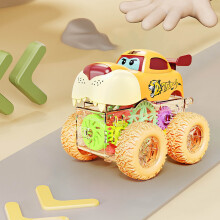 Dinosaur Toy Car with Rotating Gears, No Battery Push-Pull Stunt Vehicle with Lights – Learning Toy for Kids 3-8 Years, Indoor/Outdoor Play