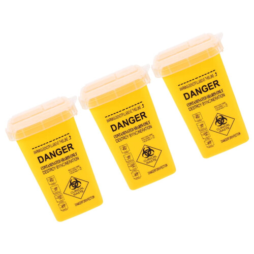 ibasenice Needle Disposal Unit Sharps Disposal Container Yellow PP 3Pcs General Users