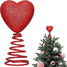 1 Pcs Mini Glitter Heart Valentine's Day Tree Topper Small Sparkling Heart Ornament for Tabletop Trees, Wedding, Party, & Home Holiday Decor