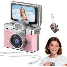 Mini Digital Camera with 1.47 in LCD Screen | Flip Screen Portable Compact Pocket Keychain Camera with Built-in Flash for Travel & Daily Use