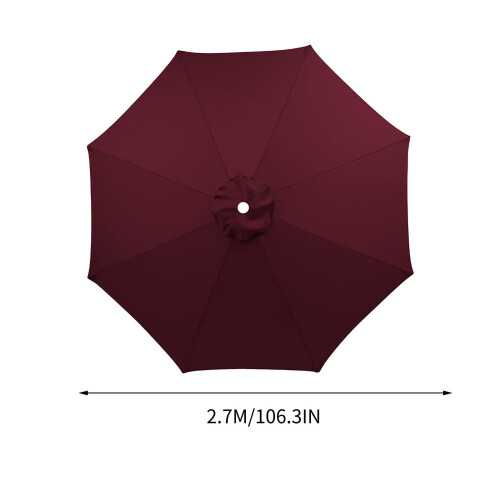 DAMAI parasoldoek (vervanging) 9ft 6-ribs wijnrood 1