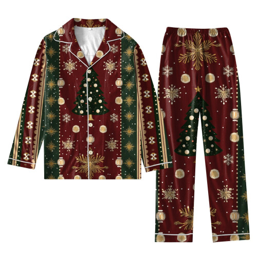 Completo natalizio da donna in 2 pezzi: top a maniche lunghe e