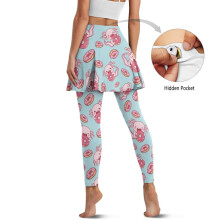 Axolotl Teal Stretch Yoga Skort with Leggings for Women