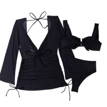 Set bikini cu talie înaltă pentru femei, cu copertă