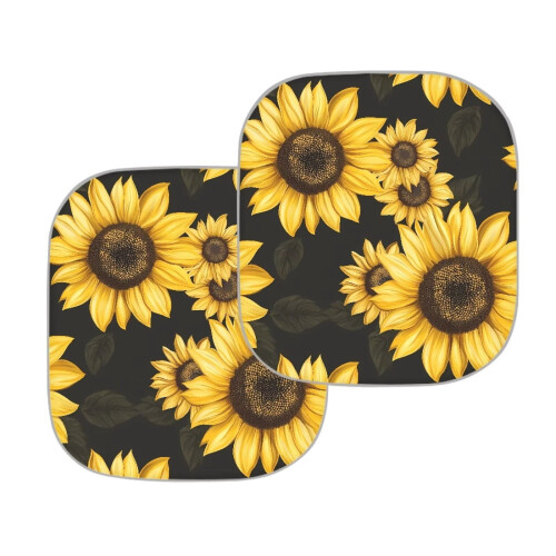 Sunflower Rectangular Car Sun Shade (2pcs), Heat-Reflective Sunvisor Protector, Compatible with Most Cars 2