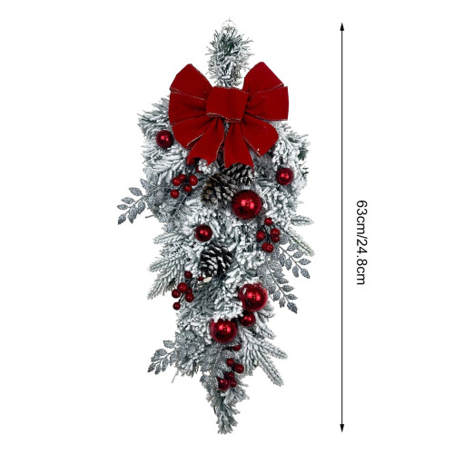 Christmas Wreath Red Berry Pine Cone Snowball 1 Pack 1