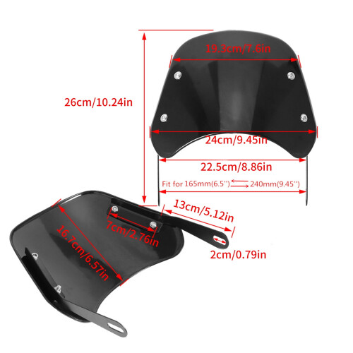 Motorcycle Windshield Adjustable Clear Wind Deflector for 2