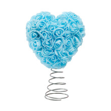 Valentine Tree Topper – Rose Heart Decor, 10"/12" Artificial Roses, for Home, Wedding, Party (Compatible with Standard Tree Stems)
