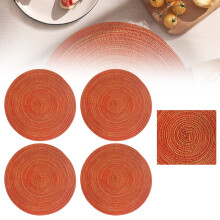 Round Braided Cotton Placemats Set of 4, 15" – Kitchen & Dining Table, Holiday Party Use