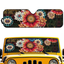 Mandala Lotus Windshield Sunshade Compatible with Jeep Wrangler JL/JLU 2018-2025 & Gladiator JT 2020-2025, Foldable