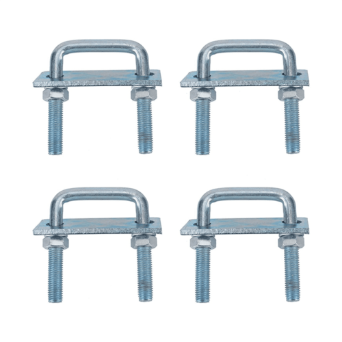 4-Pack Leaf Spring Clamp Kit Compatible with Leaf Springs, Includes 4 U-Bolts, 8 Nuts, 4 Plates, Silver 1